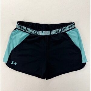 Under Armour Women's Athletic Running Shorts Black Aqua Size Large
